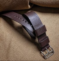 Image 1 of Dark Brown French Grained Calfskin Single piece pull through watch strap