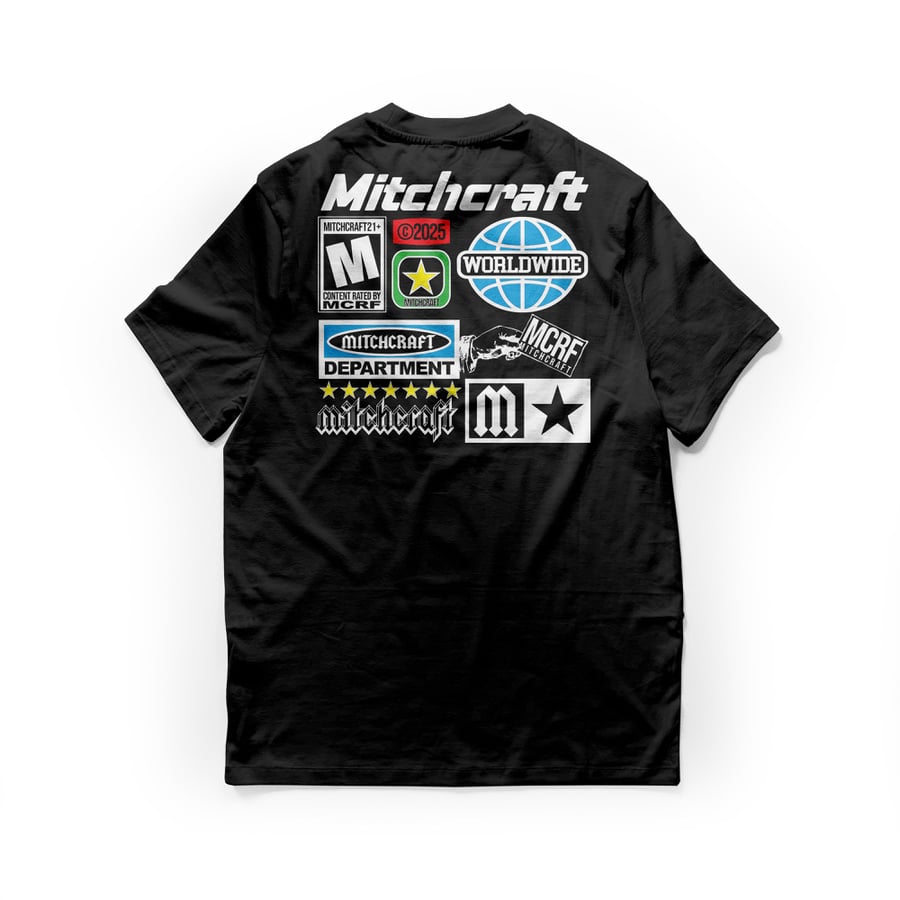 Image of MITCHCRAFT WORLD WIDE BLACK GRAPHIC T-shirt