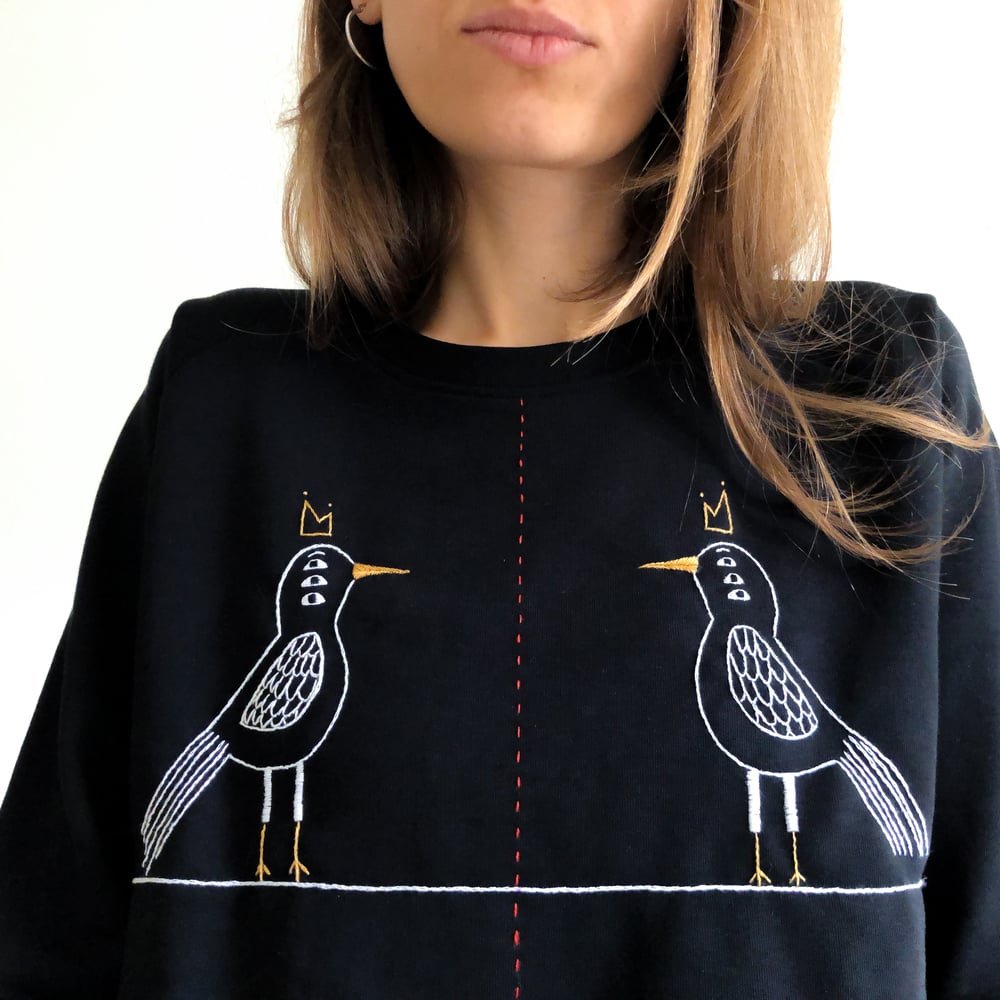 Image of Reflection - hand embroidered organic cotton sweatshirt, available in ALL sizes