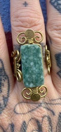 Image 2 of Apple jade & bronze ring 