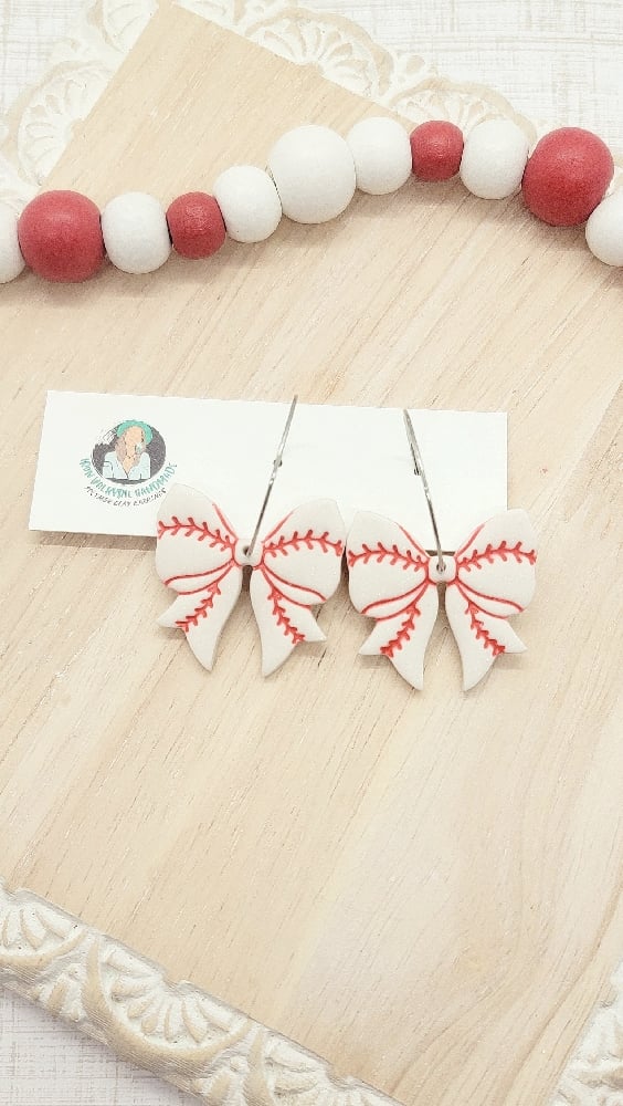 Image of Baseball Bow Earrings
