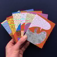 Image 1 of Pack of 6 Mini Greetings Cards - Animals