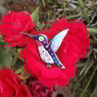 Image 1 of Rainbow Plated Hummingbird Enamel Pin