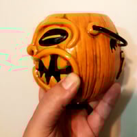 Image 2 of TRICK OR TIKI Limited Edition Halloween Pumpkin Pail 16oz Tiki Mug w/ Movable Handle