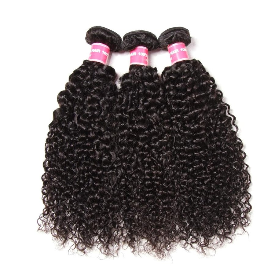 Image of 3 Brazilian Jerry Curly Human Hair Bundles 12 Inch - 20 Inch 