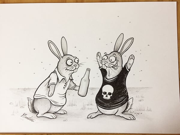 Image of 2 RABBITS. -Original drawing