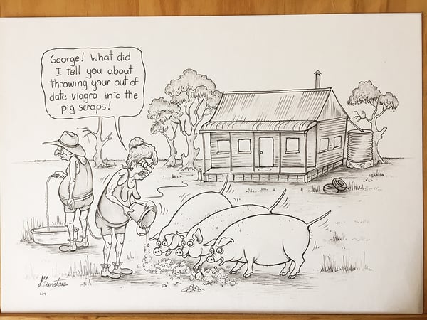 Image of Pigs on Viagra. -Original drawing