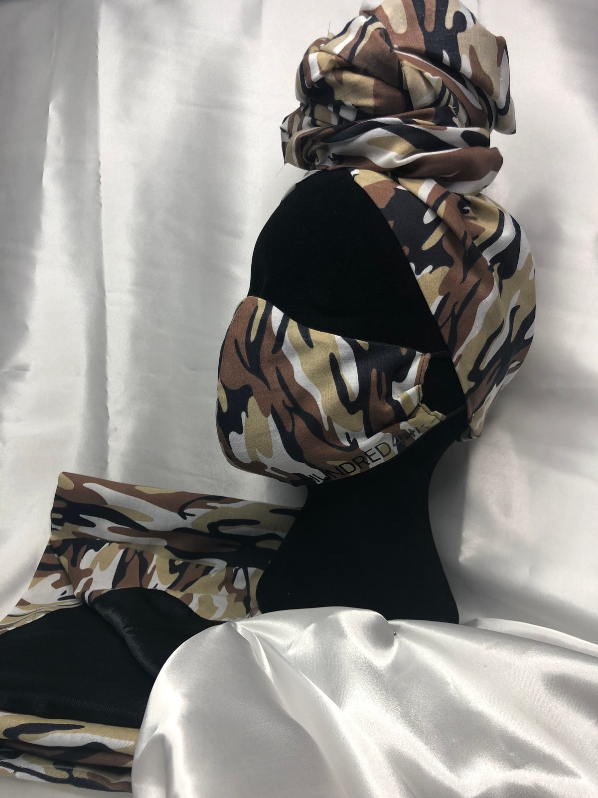 LUX ARMY HEADWRAP WITH MATCHING FACE MASK