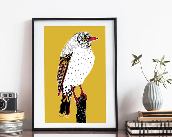 Image of A4 "Odas bird" print yellow