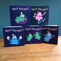 Set of 5 Monsters Greetings Cards