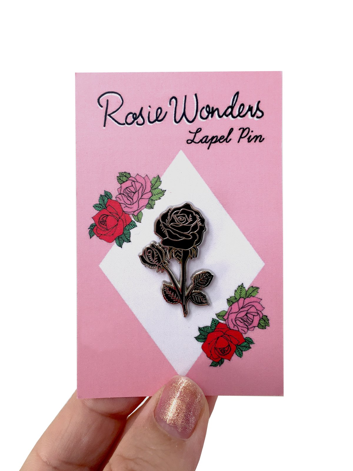 Black Rose Pin - Gold or Silver 