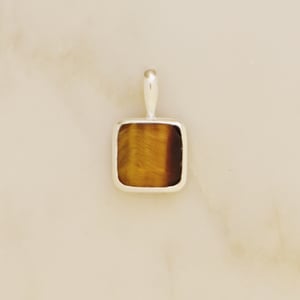 Image of Tiger Eye square cut silver necklace