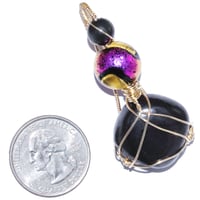 Image 4 of Shungite 14k GF Pendant with Obsidian and Venetian Glass Bead