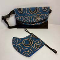 Image 3 of Fanny Pack and Matching Mask Designs By IvoryB Blue Gold