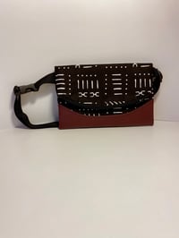 Image 2 of Designs By IvoryB Fanny Pack Black White Mudcloth Ankara African Print Burgundy