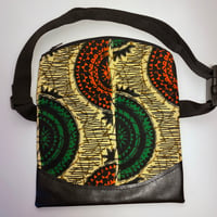 Image 3 of Designs By IvoryB Fanny Pack-Kente Tan Green Ankara African Print