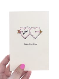 Image 1 of Double Love Heart Outline Birthday Card