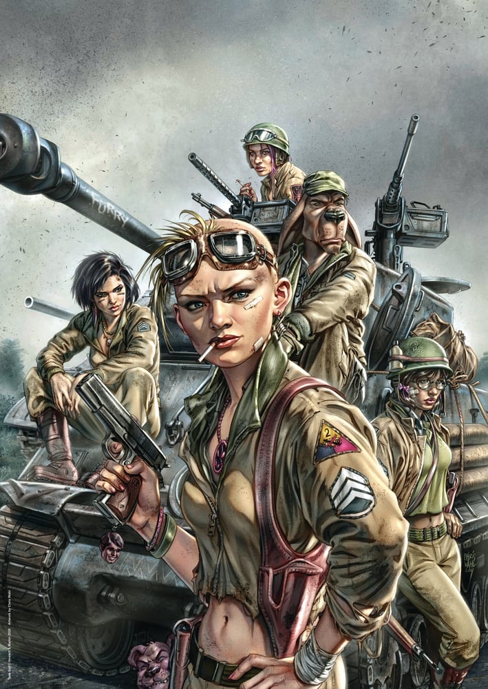 Image of SUPER RARE - WORLD WAR TANK GIRL A2 PRINT - with BONUS POSTER - ONE COPY