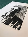 Vic Godard. Subway Sect. Hand Made. Original A4 linocut print. Limited and Signed. Art.