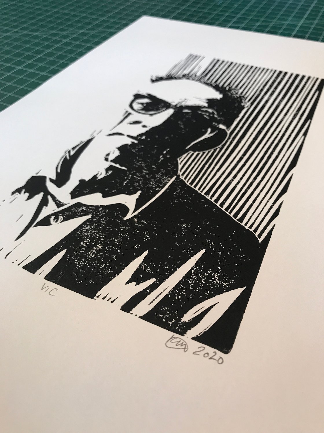 Image of Vic Godard. Subway Sect. Hand Made. Original A4 linocut print. Limited and Signed. Art.