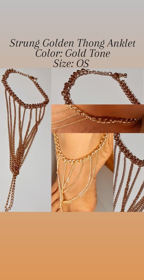 Image of Strung Golden Thong Anklet  