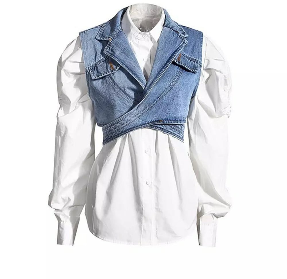 Button Down Denim Vest Combo 