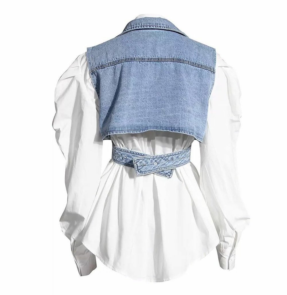 Button Down Denim Vest Combo 