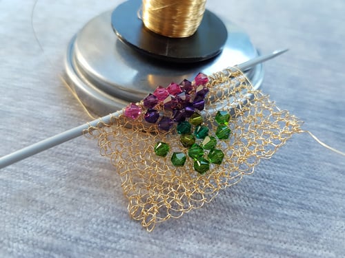 Image of CRYSTAL THISTLE BROOCH Knitting Kit - Gold