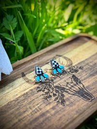 Image 4 of Checkered turquoise Post Earrings