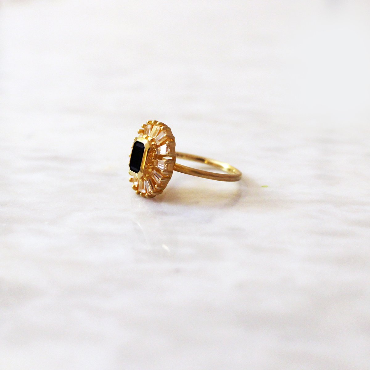 Image of DECO BAGUETTE ONYX RING