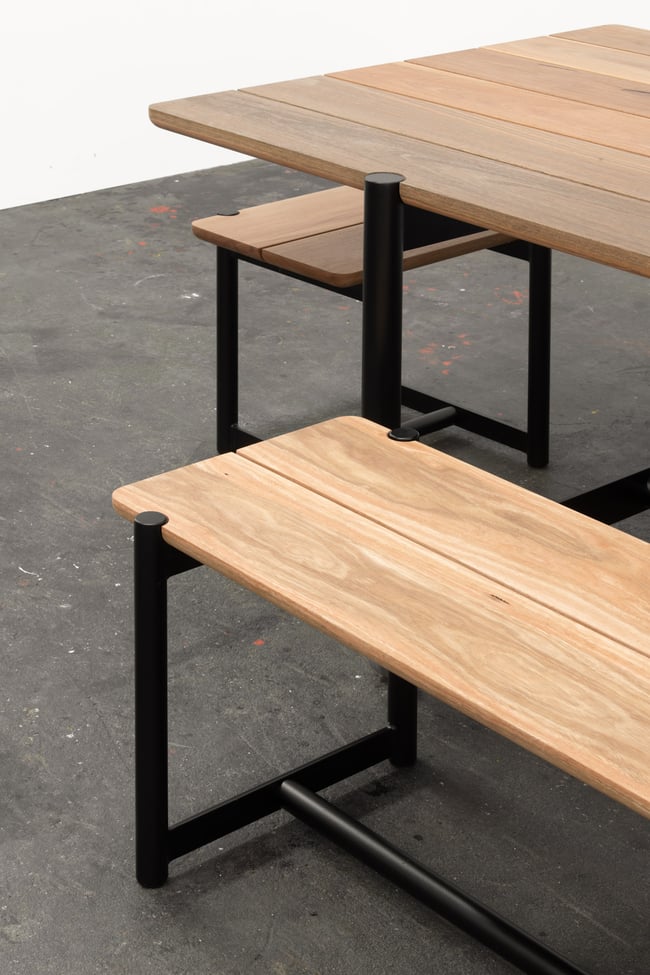 JAMES STREET OUTDOOR DINING TABLE AND BENCHES