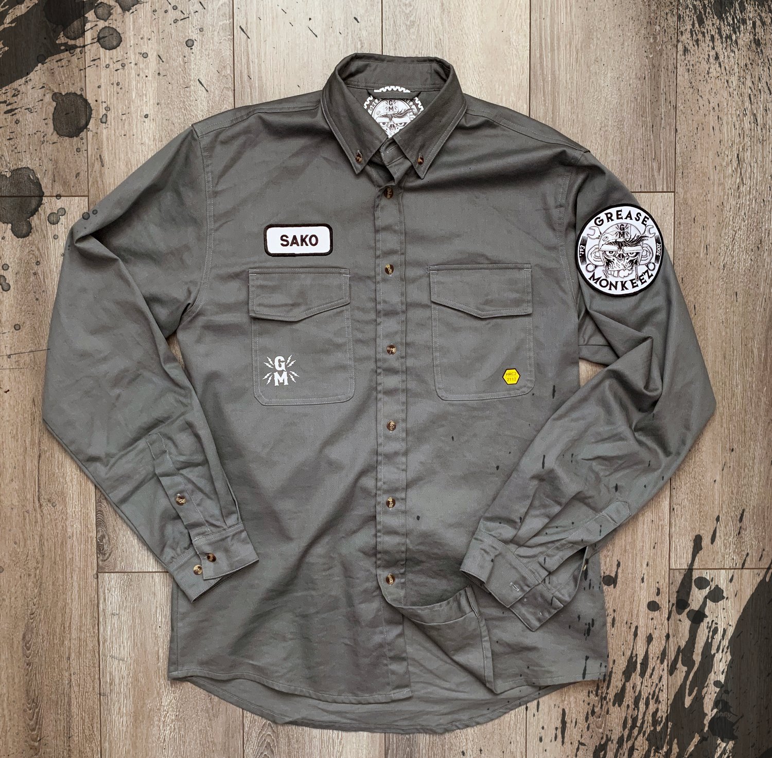 Grease Monkeez - Welding/Mechanic Button Down Shirt with name patch ...