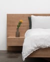 FLOATING BED WITH SOFT CLOSE DRAWERS IN TASMANIAN OAK