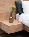 FLOATING BED WITH SOFT CLOSE DRAWERS IN TASMANIAN OAK