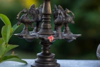 Image 5 of Antique brass standing oil lamp