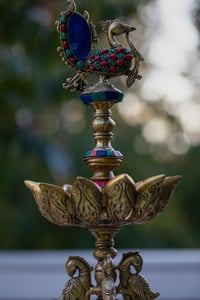 Image 4 of Magnificent brass lamp with stonework