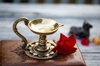 Image 1 of Brass Lamp with Flower base