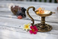 Image 2 of Brass Lamp with Flower base
