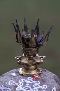Image 2 of Brass Oil Lamp with Lotus petals
