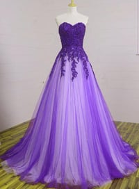 Image 1 of Gorgeous Long Tull Purple Prom Dress with Lace, Sweetheart A-line Formal Dress