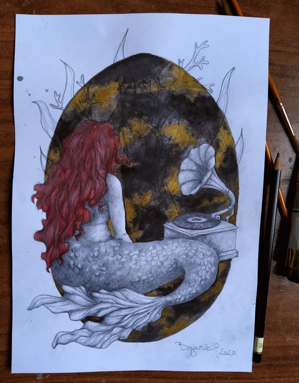 Image of Little mermaid illustration painting