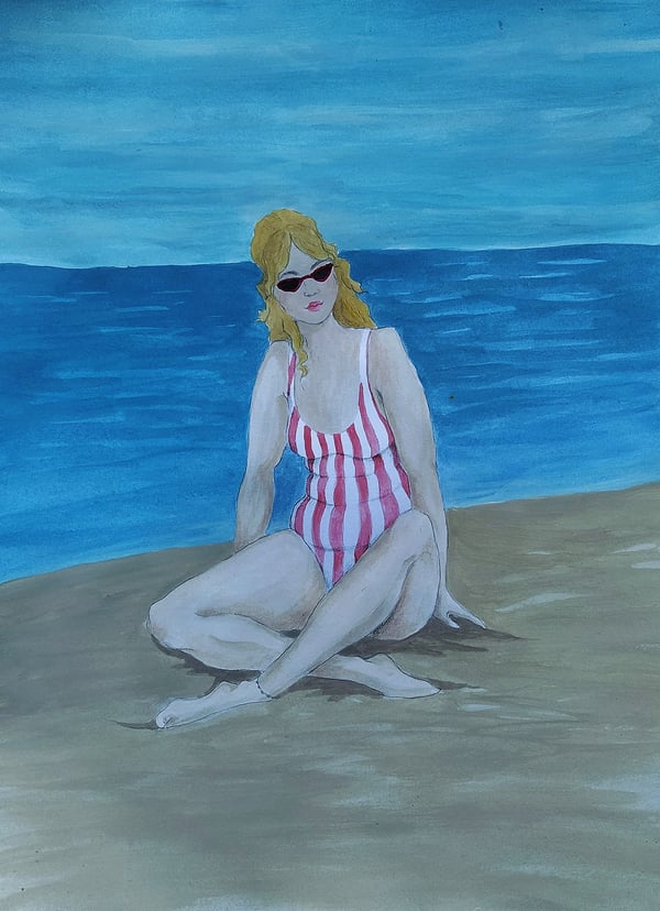 Image of On the beach illustration painting