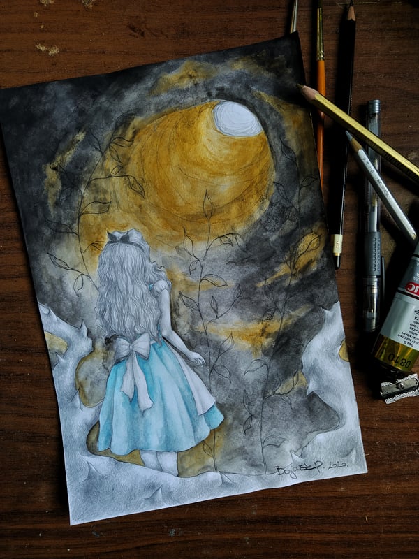 Image of Alice in Wonderland illustration painting