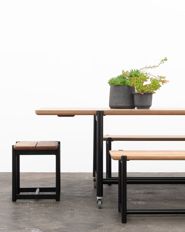 JAMES STREET OUTDOOR DINING TABLE AND BENCHES