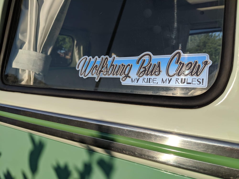 Image of WBC “My Ride, My Rules!” Black, White and Blue Mirror sticker