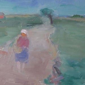 Image of Mid Century Oil Painting, 'Evening Walk,' BERNDT OLOF SJÖWALL WAS £495.00