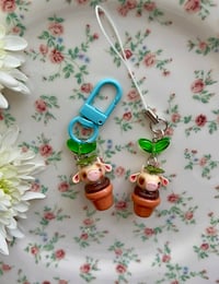 Image 2 of The Sproutlings- Millie the Cow Sprout Charm- Cute Handmade Clay Keychain or Phone Charm