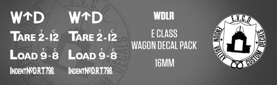 Image of WDLR E WAGON DECAL PACK 16MM