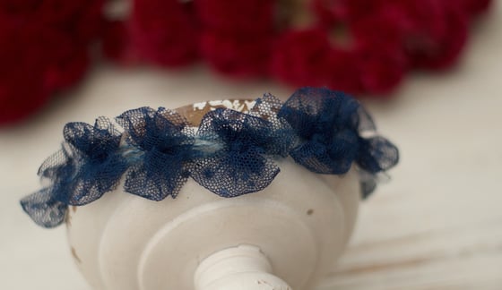 Image of Polka dots tulle bows headband (blue)
