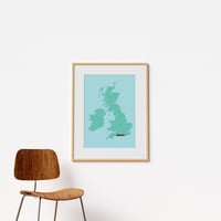 Image 2 of 'You are Here' Personalised map of the British Isles in green on sea